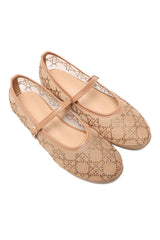 DIAMOND BLOOM BALLET FLATS-CAMEL