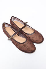 DIAMOND BLOOM BALLET FLATS-BROWN