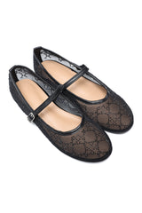 DIAMOND BLOOM BALLET FLATS-BLACK