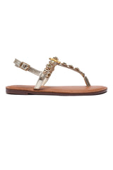 CRYSTAL FLOWER SANDALS-GOLD