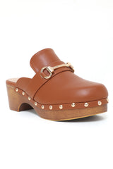 MULES WITH BLOCK HEELS-CAMEL
