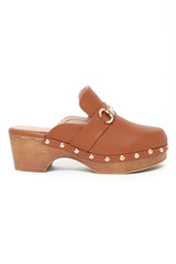 MULES WITH BLOCK HEELS-CAMEL
