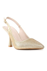 RHINESTONE BOW HEELS-BLACK