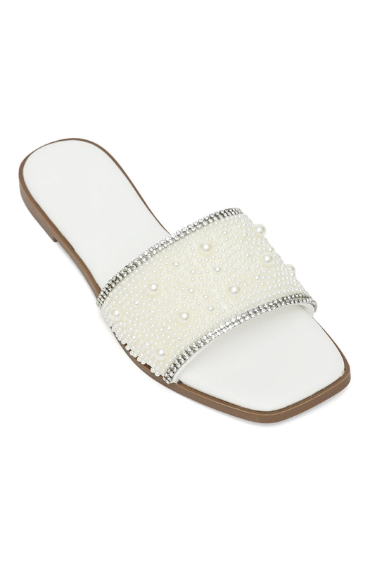 LUXE PEARL SLIDE-WHITE