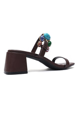 JEWEL ANKLE BLOCK HEEL-COFFEE