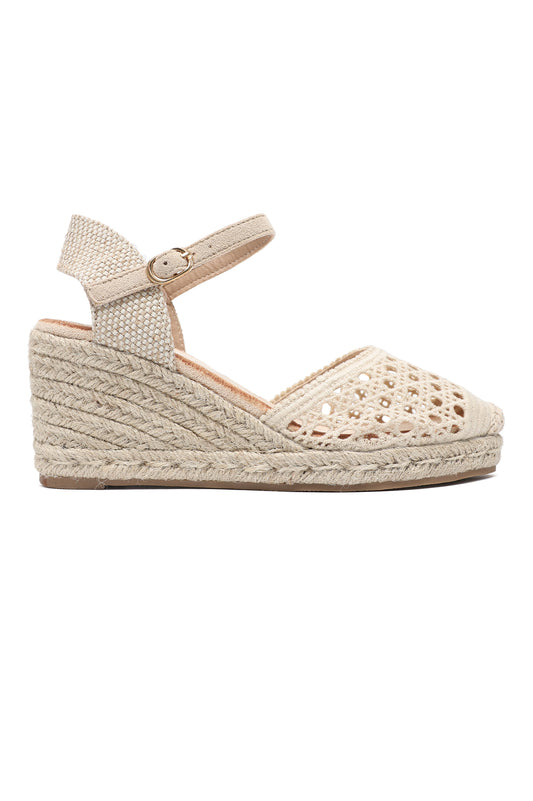 CUTWORK WEDGE HEEL-BEIGE