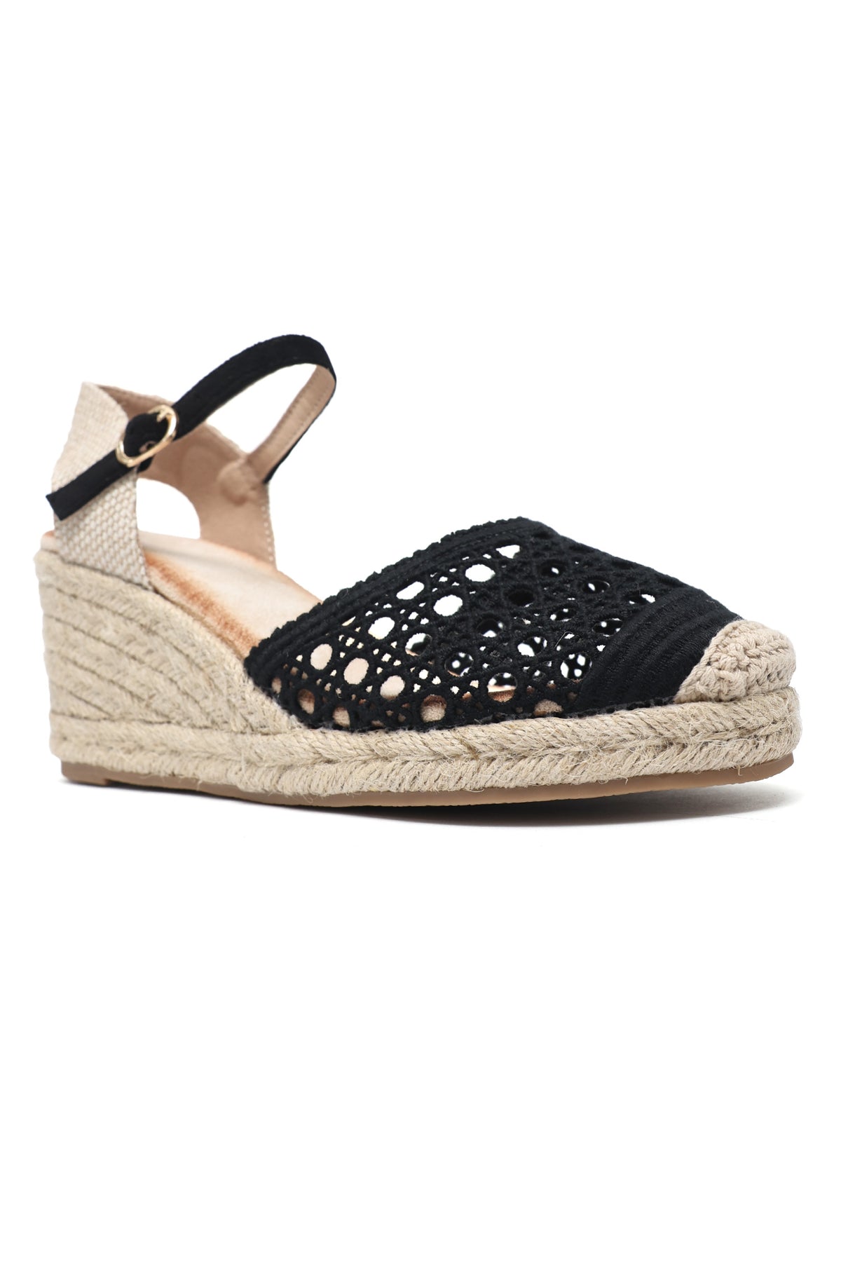 CUTWORK WEDGE HEEL-BLACK
