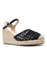 CUTWORK WEDGE HEEL-BLACK