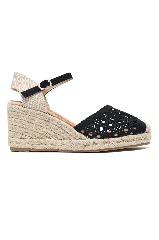 CUTWORK WEDGE HEEL-BLACK