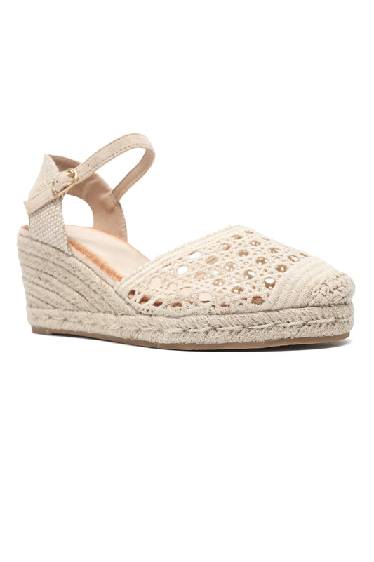 CUTWORK WEDGE HEEL-BEIGE