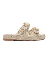 BUCKLE WOVEN COMFY SLIDE-GOLD