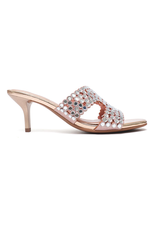 ELEGANT MIRROR STUD HEEL-CHAMPAGNE