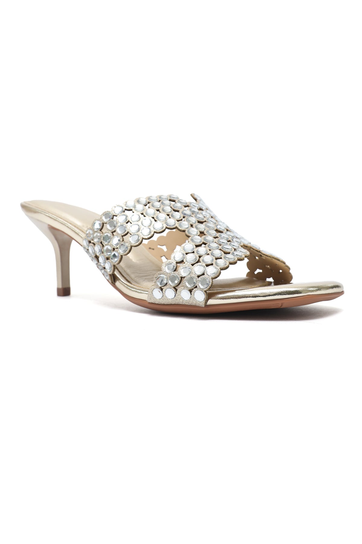 ELEGANT MIRROR STUD HEEL-LT/GOLD