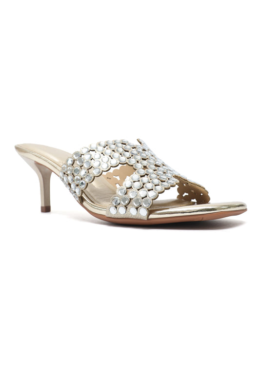 ELEGANT MIRROR STUD HEEL-LT/GOLD