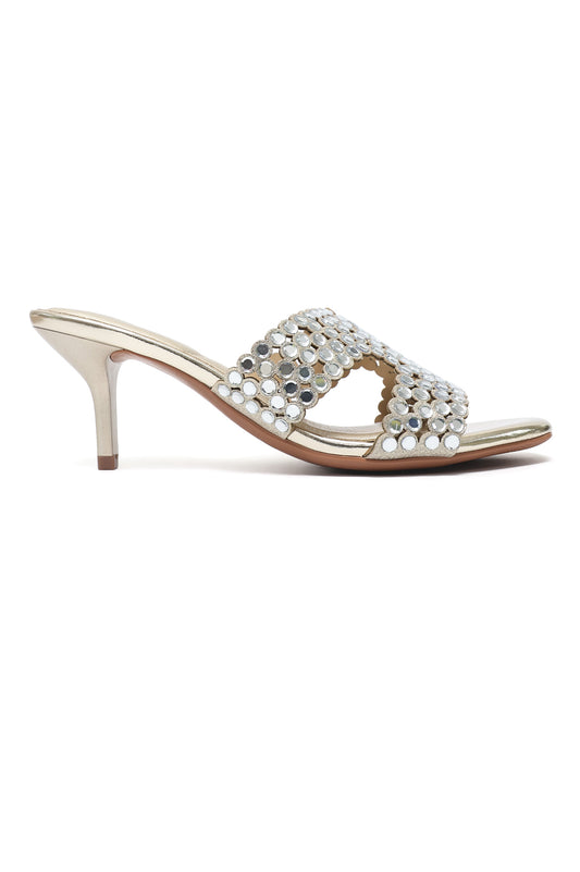 ELEGANT MIRROR STUD HEEL-LT/GOLD