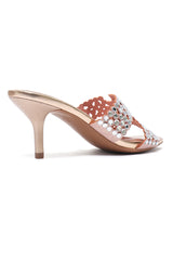 ELEGANT MIRROR STUD HEEL-CHAMPAGNE