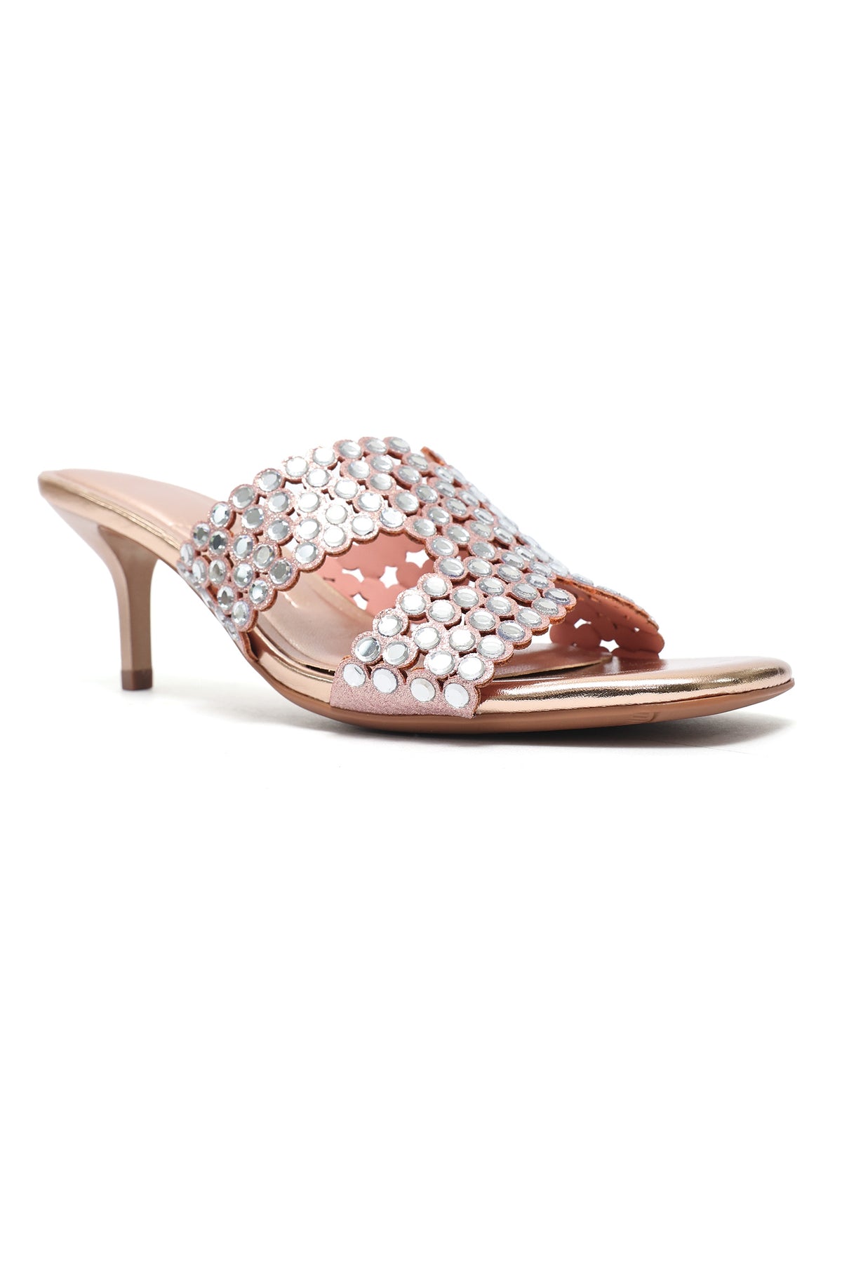 ELEGANT MIRROR STUD HEEL-CHAMPAGNE