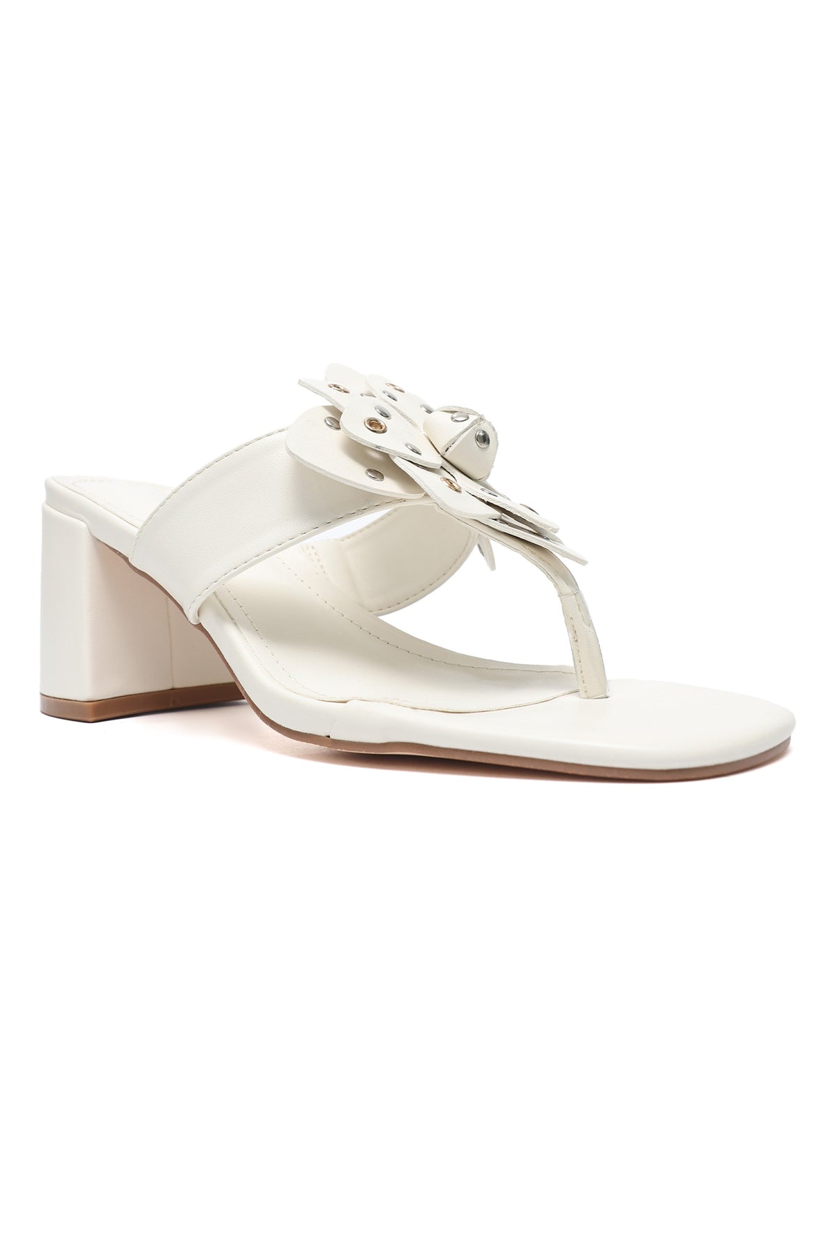 FLOWER BLOCK HEEL-OFFWHITE