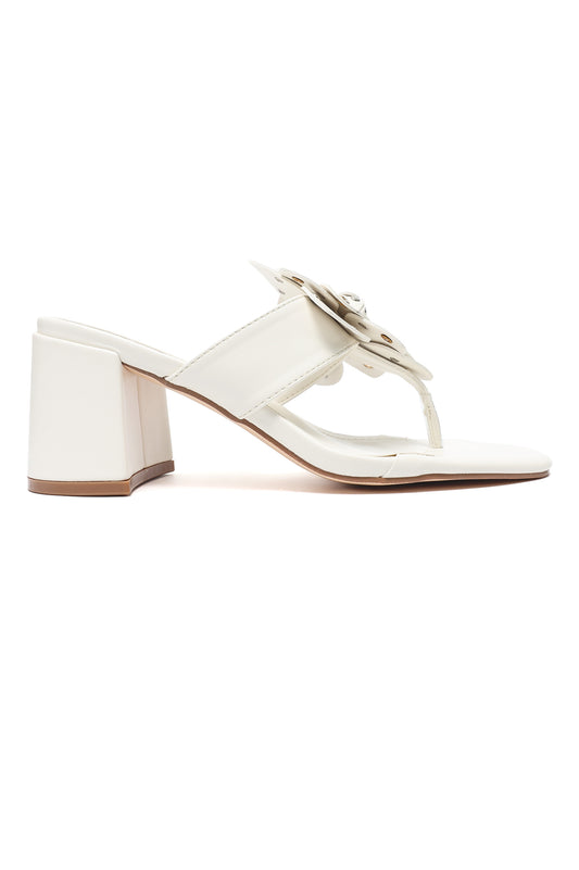 FLOWER BLOCK HEEL-OFFWHITE