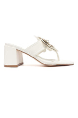 FLOWER BLOCK HEEL-OFFWHITE