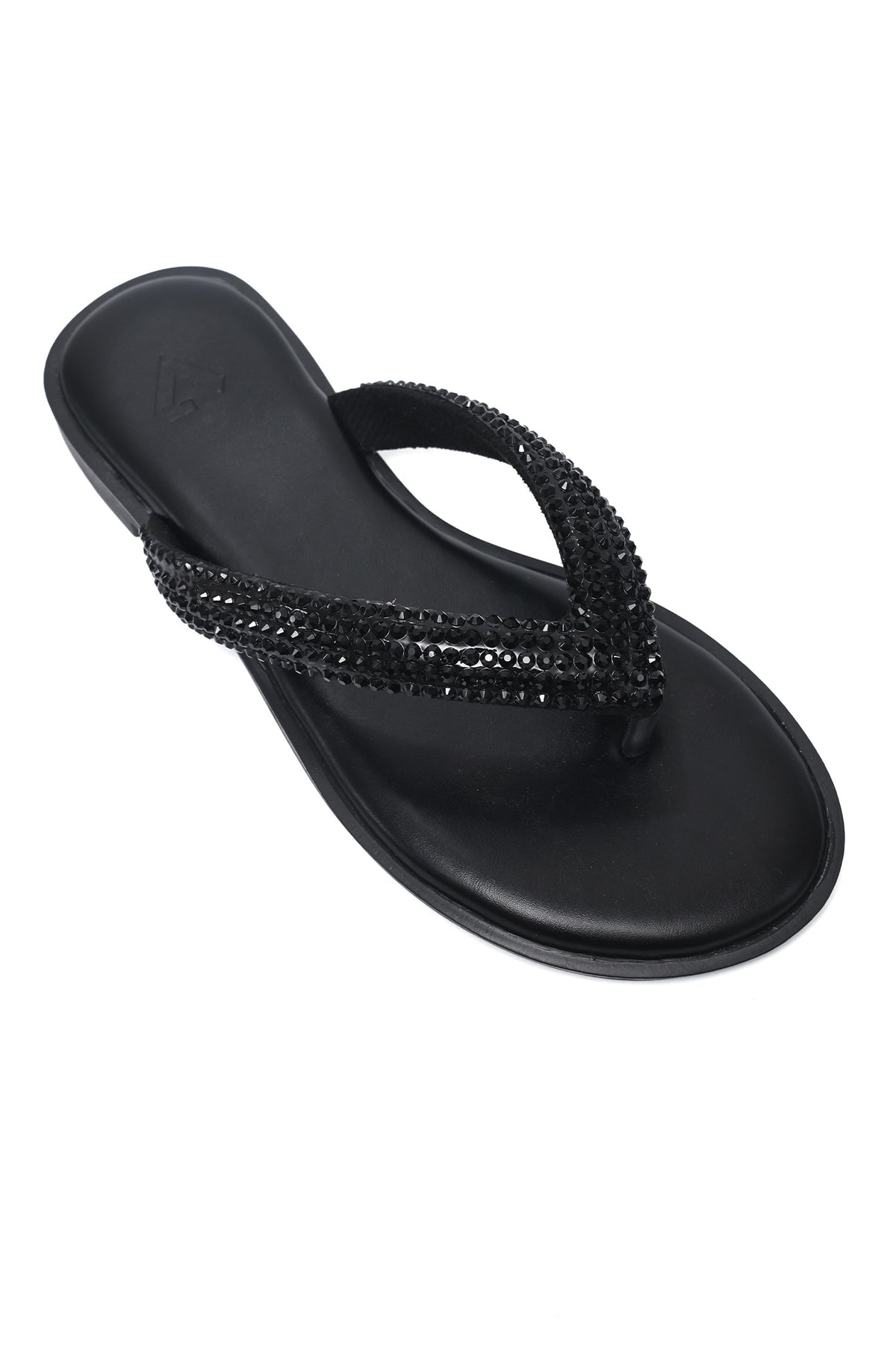 SHIMMER TOE STRAP FLAT-BLACK