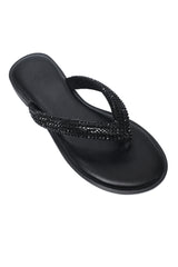 SHIMMER TOE STRAP FLAT-BLACK