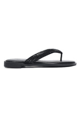SHIMMER TOE STRAP FLAT-BLACK