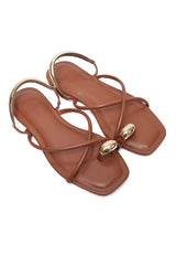 ACCENT STRAP FLAT-BROWN