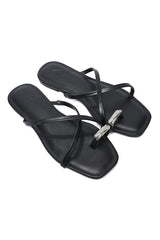 ELEGANT CRYSTAL ACCENT FLAT-BLACK