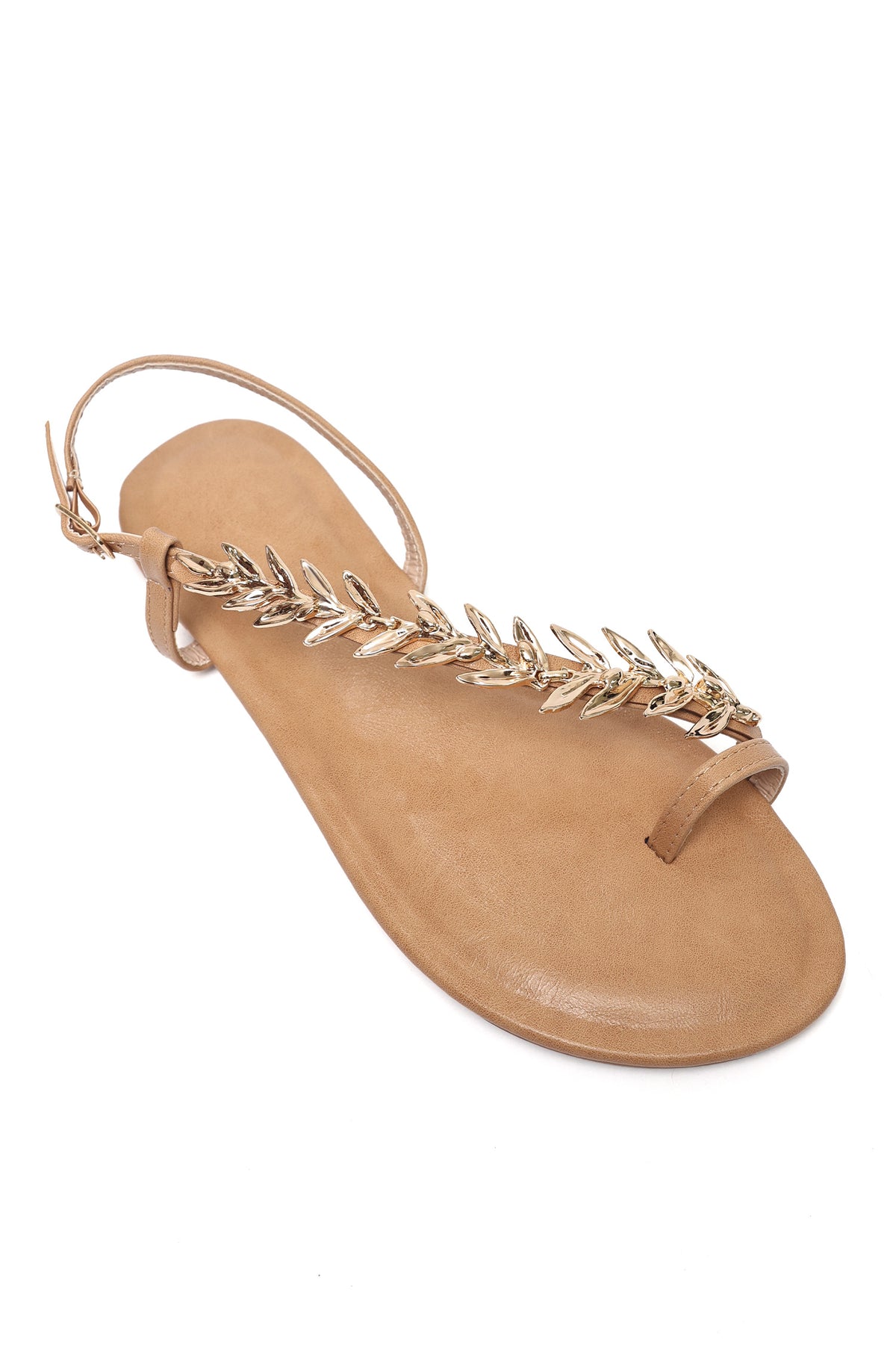 LEAF FLAT SANDAL-TAN