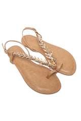 LEAF FLAT SANDAL-TAN