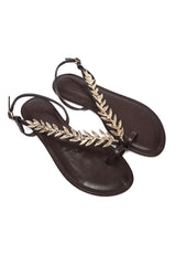 LEAF FLAT SANDAL-COFFEE