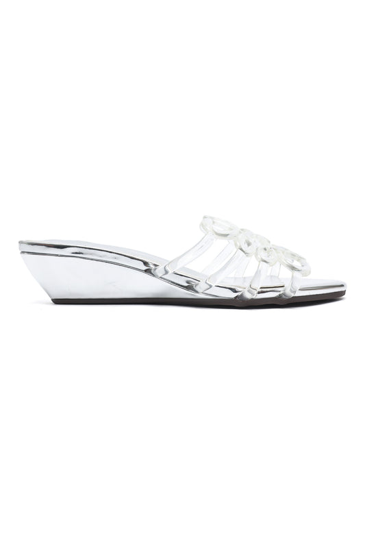 LOOP WEDGE SEMI HEEL-SILVER