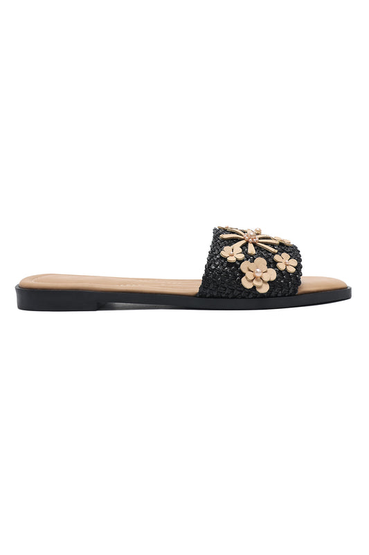 VACATION WEAR SLIDE-BLK/BEIGE