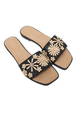 VACATION WEAR SLIDE-BLK/BEIGE