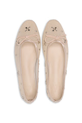 DAZZLING BOW DETAIL FLATS-BEIGE