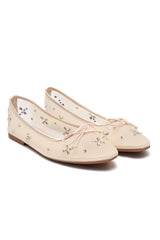 DAZZLING BOW DETAIL FLATS-BEIGE