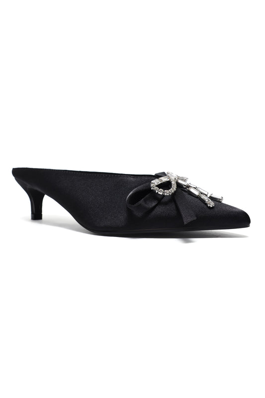 CELESTE JEWEL BOW MULES-BLACK