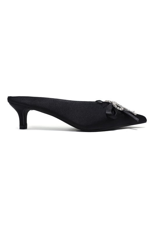 CELESTE JEWEL BOW MULES-BLACK
