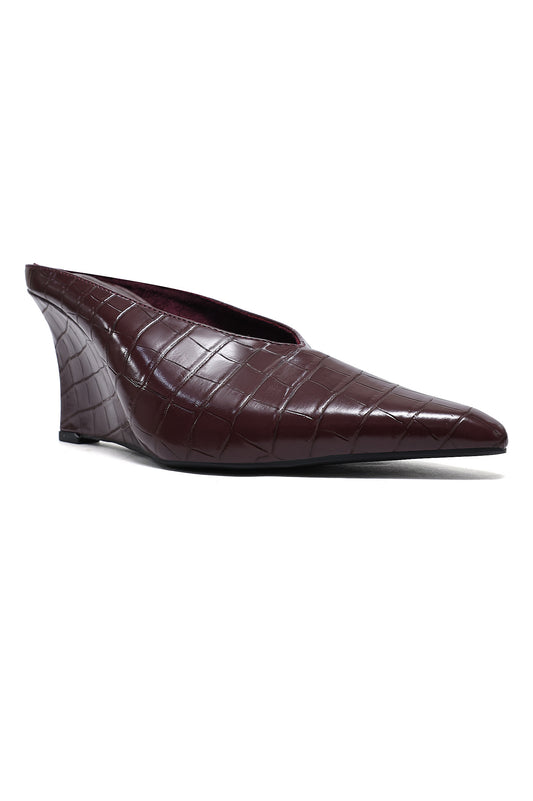 MILANO EMBOSSED HEELS-MAROON