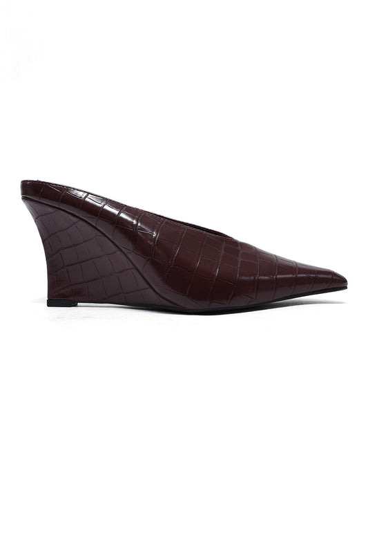 MILANO EMBOSSED HEELS-MAROON
