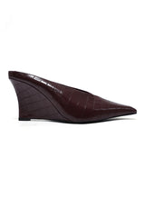 MILANO EMBOSSED HEELS-MAROON