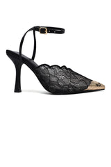 SERAPHINA LACE SLINGBACK HEELS-BLACK