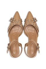 MONACO BUCKLE SLINGBACK HEELS-KHAKI