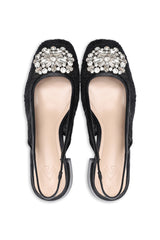 MAJESTIQUE EMBELLISHED SLINGBACKS-BLACK