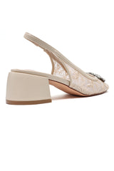 MAJESTIQUE EMBELLISHED SLINGBACKS-BEIGE