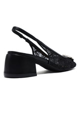 MAJESTIQUE EMBELLISHED SLINGBACKS-BLACK