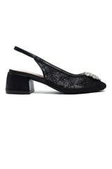 MAJESTIQUE EMBELLISHED SLINGBACKS-BLACK