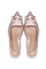 VALENTINA BOW SLINGBACK HEELS-BEIGE