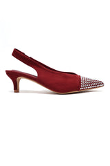 STUDDED SLINGBACK HEELS-RED